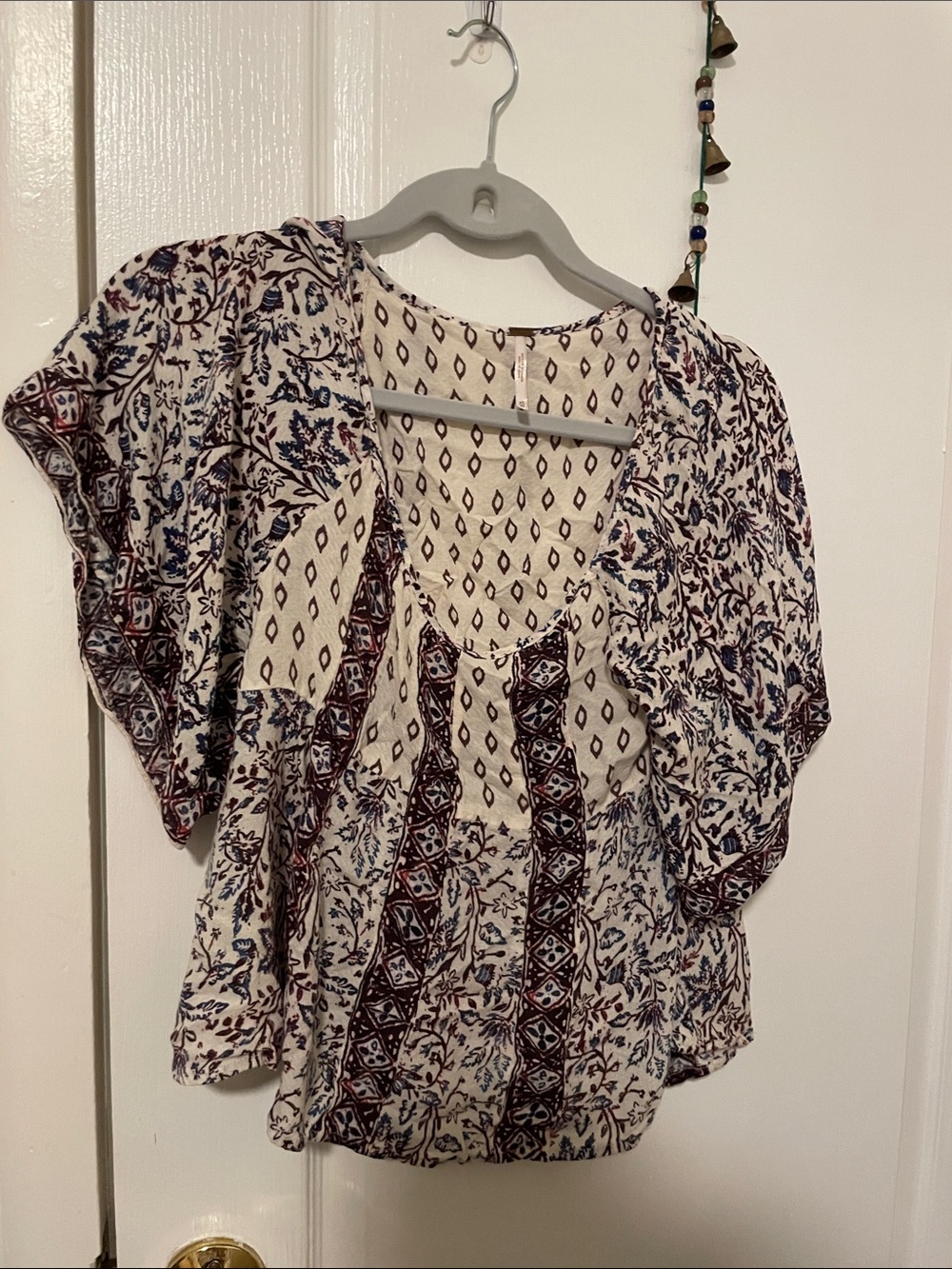 Free people Boho Cream Floral Print Women's Blouse